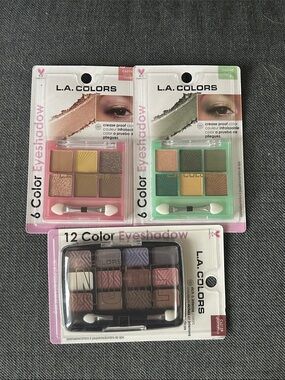 L.A. COLORS 6 & 12 Color Eyeshadow Sets - Pink, Green, Neutral Browns & Mauve
